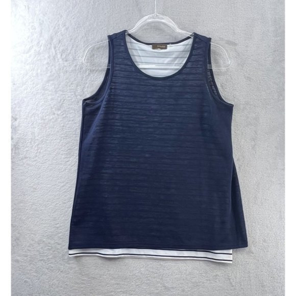 Crosby Top Womens Small Navy Blue Layered Striped Sleeveless Tank - Picture 1 of 8